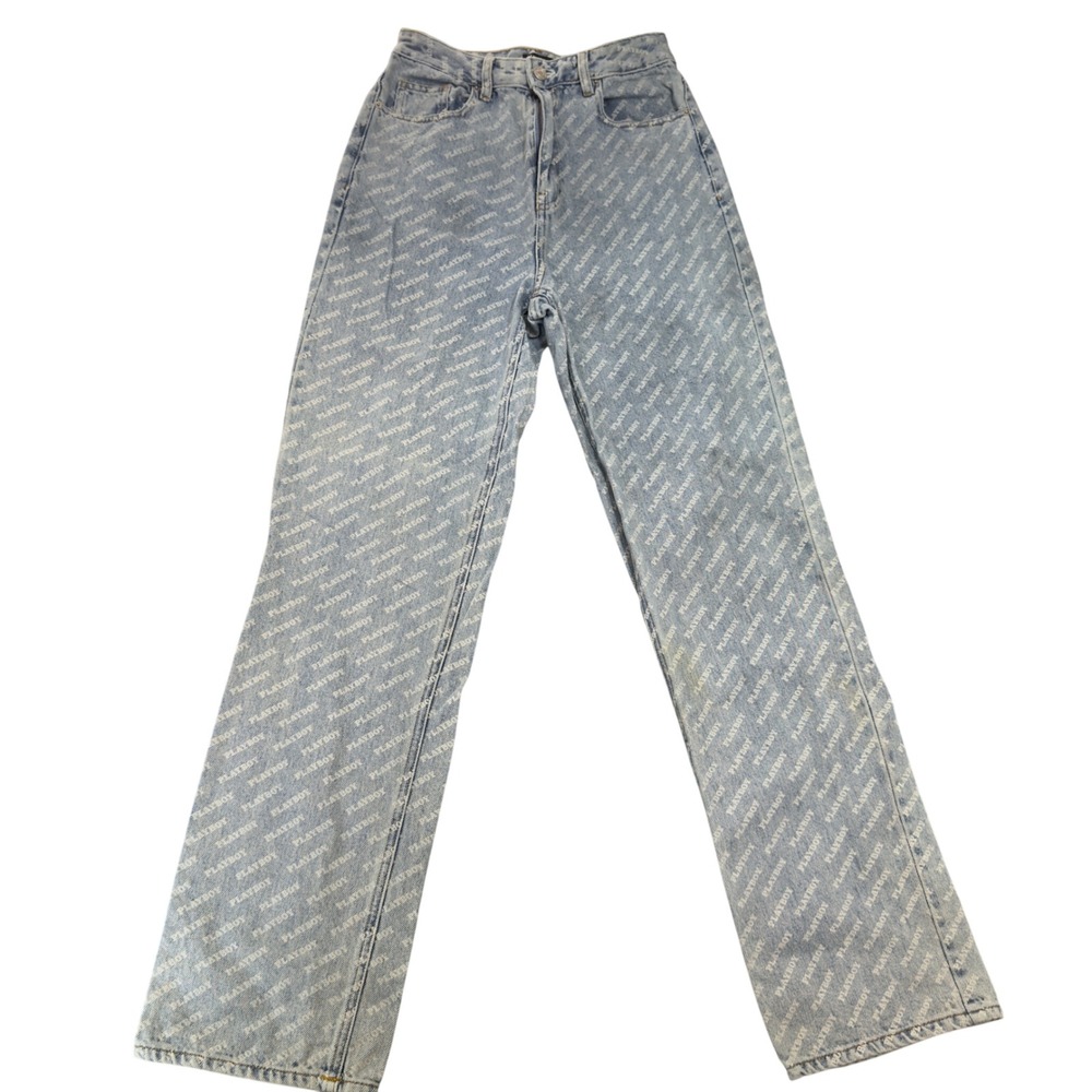 Playboy x PacSun All Over Logo Print Denim Jeans Light Wash Size 27